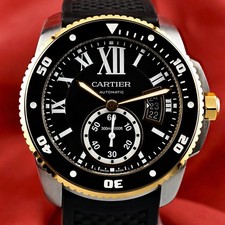 Cartier Calibre de Cartier Diver Two-Tone 18k Gold Bezel Black Dial Complete Set picture