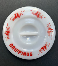 Vintage McKee Milk Glass Red Sailboat Drippings Bowl REPLACEMENT LID ONLY 5” picture