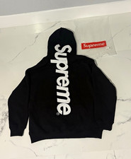 Supreme Men’s Pullover Hoodie L Black White Graphic Logo Print Hooded picture