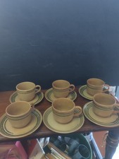 Vintage Digoin French Sarreguemines Stoneware 1970s Cup & Saucer Sets Set 6 picture