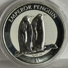 2023 British Antarctic Territory Emperor Penguin 1 oz Silver coin Milkspot picture
