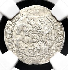 POLAND, Lithuania. Sigismund, 1561. Silver 1/2 Groschen, NGC MS62 picture
