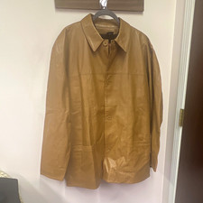 Moda Scapa Men's 3 XL Cognac Lamb Leather Button Front Coat NWT Retail $399.00 picture