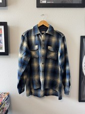 Mcgregor Doniger Vintage 60s Loop Collar Shadow Plaid Flannel Sz L 22x26 picture