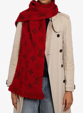 Auth Louis Vuitton Monogram Logomania Red Wool Scarf Ref M72432 Made in Italy picture