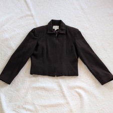 Vintage Express Compagnie Internationale Brown Wool Zip Jacket Size 7/8 picture