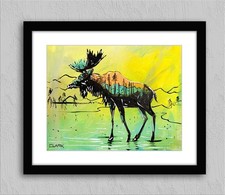 Original Moose Forest Pop Art Expressionism - Acrylic Painting 11x14