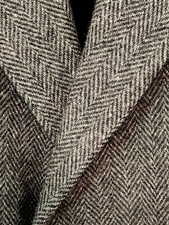 B. W. Harris  Vtg.  Mens Wool Overcoat  Size 42 Black White Herringbone  EUC picture