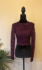 City Triangles Women's Lace Crop Top Burgundy Romantic Feminine Coquette Size 1 picture
