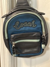 Coach Vale Slingpack Backpack Blue Pebble Leather picture