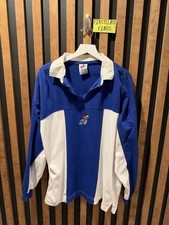 VINTAGE 90s Midwest Embroidery Kansas University KU Jayhawks Long Sleeve Rugby  picture