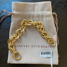 David Yurman 18k Yellow Gold Oval Cable Link Chain Bracelet 7.5