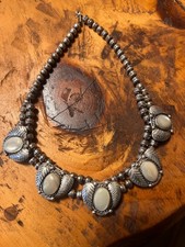 1970's authentic vintage Navajo silver & mother of pearl silver beaded choker picture