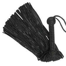 Real Cow Leather Flogger 75 Falls Black BDSM Crop Heavy Duty Thuddy Sex Whip picture