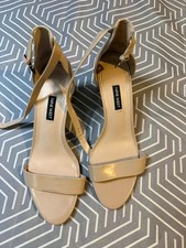 Nine West Pruce Nude Patent Ankle Strap Block Heel Sandals Size 10M picture