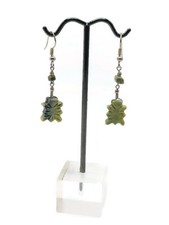 Handmade Alpaca Earrings with Natural Serpentine Stone Peruvian Crafts picture