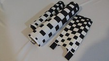 CLASSIC CHECKERED BIKE BMX PAD SET STEM HANDLEBAR TOP TUBE BIKE PADS VINTAGE BW picture