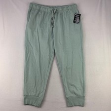Ellos French Terry Joggers Women 1X Sage Green Lounge Drawstring Elastic Waist picture