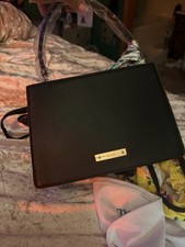 ALDO POWSY Black Structured Top Handle Satchel Bag Gold Hardware NWT picture