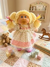 Lemon Hair Blue Eyed OK Factory HM4 Cabbage Patch Girl in Floral Stripe Dress  picture