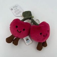 Jellycat Amuseables Cherries Bag Charm Key Chain Plush Cute Gift New with Tags picture
