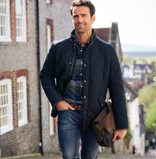 NAVY~ Barbour Powell Riding Outdoor Barn Jacket MSRP$330 Logan Roy in Succession picture