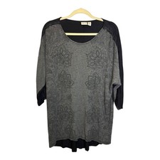 Chico's Blouse Women's Size Large Zenergy Floral Lace Beaded Gray Black Chicos 2 picture