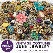 1 LB Vintage Costume Broken Junk Jewelry Mystery Lot Tangled Craft Repurpose picture