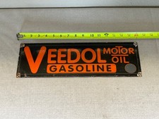VINTAGE VEEDOL MOTOR OIL PORCELAIN GAS STATION ADVERTISING SIGN picture