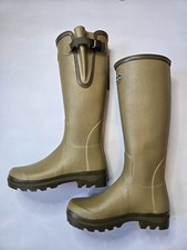 LE CHAMEAU VIERZON J FE TARTAN JERSEY LINED WOMENS ICONIC GREEN WELLINGTON BOOTS picture