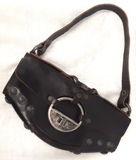 Vintage Made In Italy DIESEL RUBENS Brown Leather Chunky Hardware PURSE HANDBAG picture