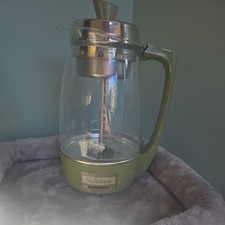 Vintage Montgomery Wards 12 Cup Glass Coffee Percolator Pot Avocado- 70's picture