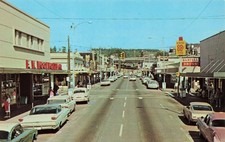 Downtown Main Street Stores Classic Cars Vintage Postcard picture