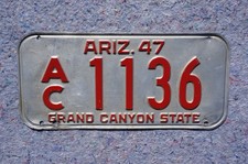 1947 ARIZONA License Plate - GRAND CANYON STATE picture