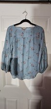 LOFT Women's Blue Floral Woven Blouse Balloon Long Sleeve Ruffle XS picture