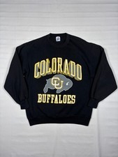 VTG 90s Jerzees Super Sweats Colorado Buffaloes Crewneck Sweatshirt Black Men L picture