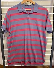 Vintage Polo Ralph Lauren Striped Polo Shirt XL Blue Coral 90s picture