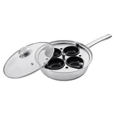 Uimoso 4-Cup Stainless Steel Egg Poacher Pan with Glass Lid Nonstick Egg Cups picture