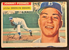 1956 Topps Johnny Podres #173 Gray Back Brooklyn Dodgers Vintage Baseball Card picture