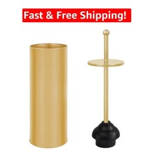 Elegant Satin Gold Toilet Plunger with Holder & Strong Suction for Effective ... picture