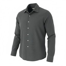 SuitSupply Egyptian Cotton Button Down Shirt Charcoal Grey Spread Collar Mens picture