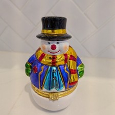Vintage Christopher Radko Snowman Trinket Box Nostalgia Winter Holiday picture