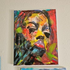 Contemporary Abstract Expressionist Acrylic Art Portrait 11x14 picture