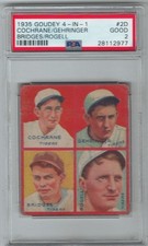 1935 Goudey 4 -1 #2D - Cochrane / Gehringer Bridges/Rogell-All Tigers - PSA 2 picture