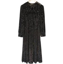 NEW Soft Surroundings Hadley Dress Womens 6P Black Velvet Burnout Romantic Midi picture