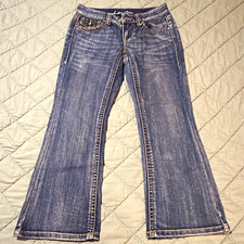 INC International Concepts Petite Bootcut Jeans 4P Blue Mid Rise Stretch Denim picture