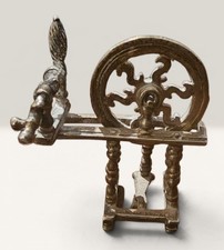 Vintage Italian 925 Sterling Silver Miniature Spinning Wheel Medusa Oro 22.2g picture