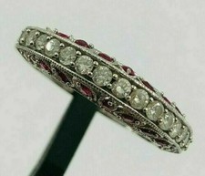 Diamond & Ruby 2.80 Ct Art Deco Antique Vintage Wedding Ring 925 Sterling Silver picture