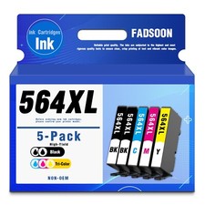 564XL 5PK 5 Color Ink for Photosmart Plus B209a B210a Officejet 6500A Plus 6600 picture