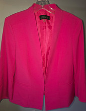 Evan-Picone Black Label Women's Pink Open Front Mid-Length Blazer Pockets 14 picture